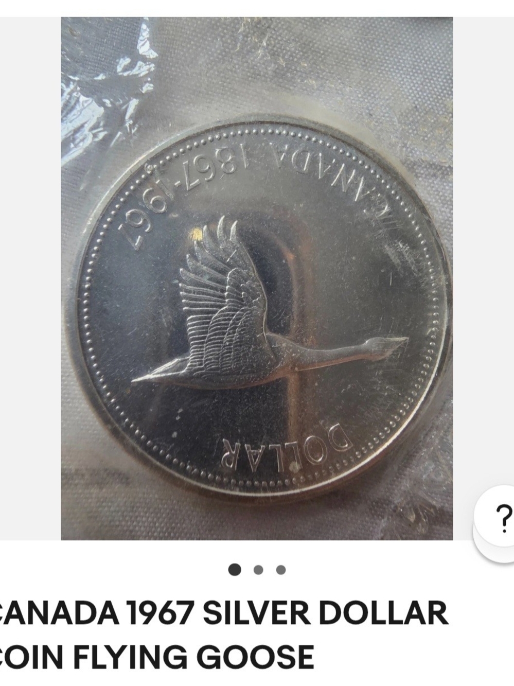 Canada 1967 Commemorative Silver Dollar - Silver Flying Goose